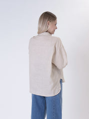 Camicia 100% lino sabbia tasca zig zag
