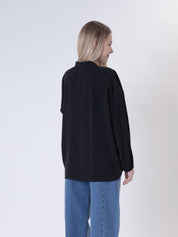 Camicia cupro scollo V nero