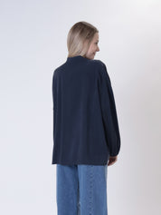 Camicia cupro scollo V blu