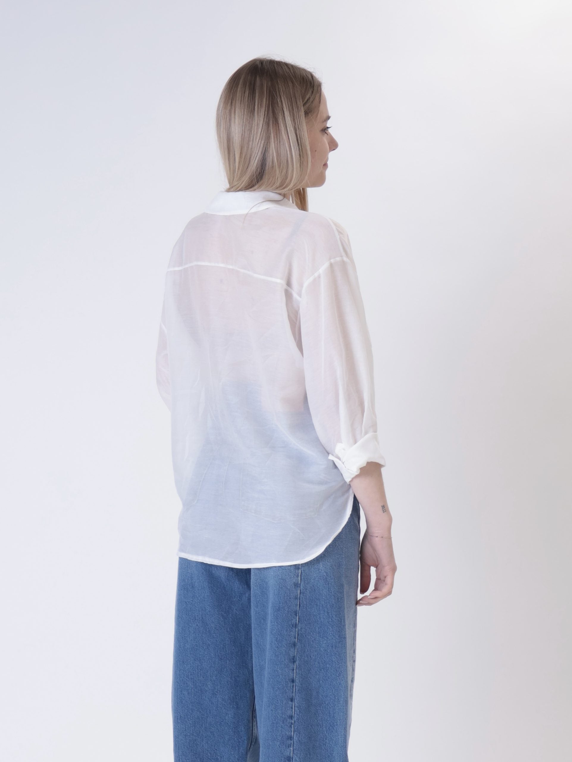 Camicia panna tasca paillettes bianca