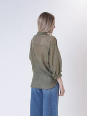 Camicia militare misto seta tasca paillettes