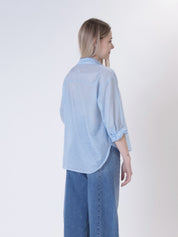 Camicia nuvola misto seta tasca paillettes