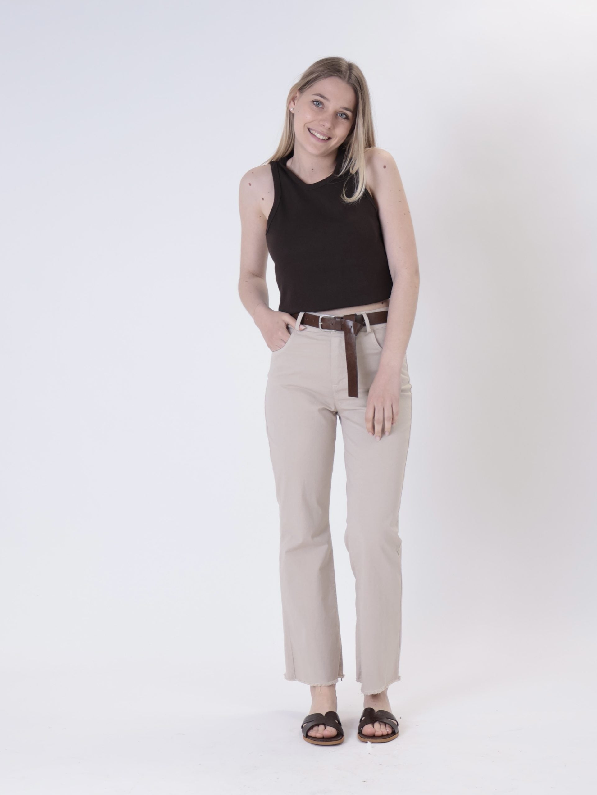 Pantalone trombetta sabbia