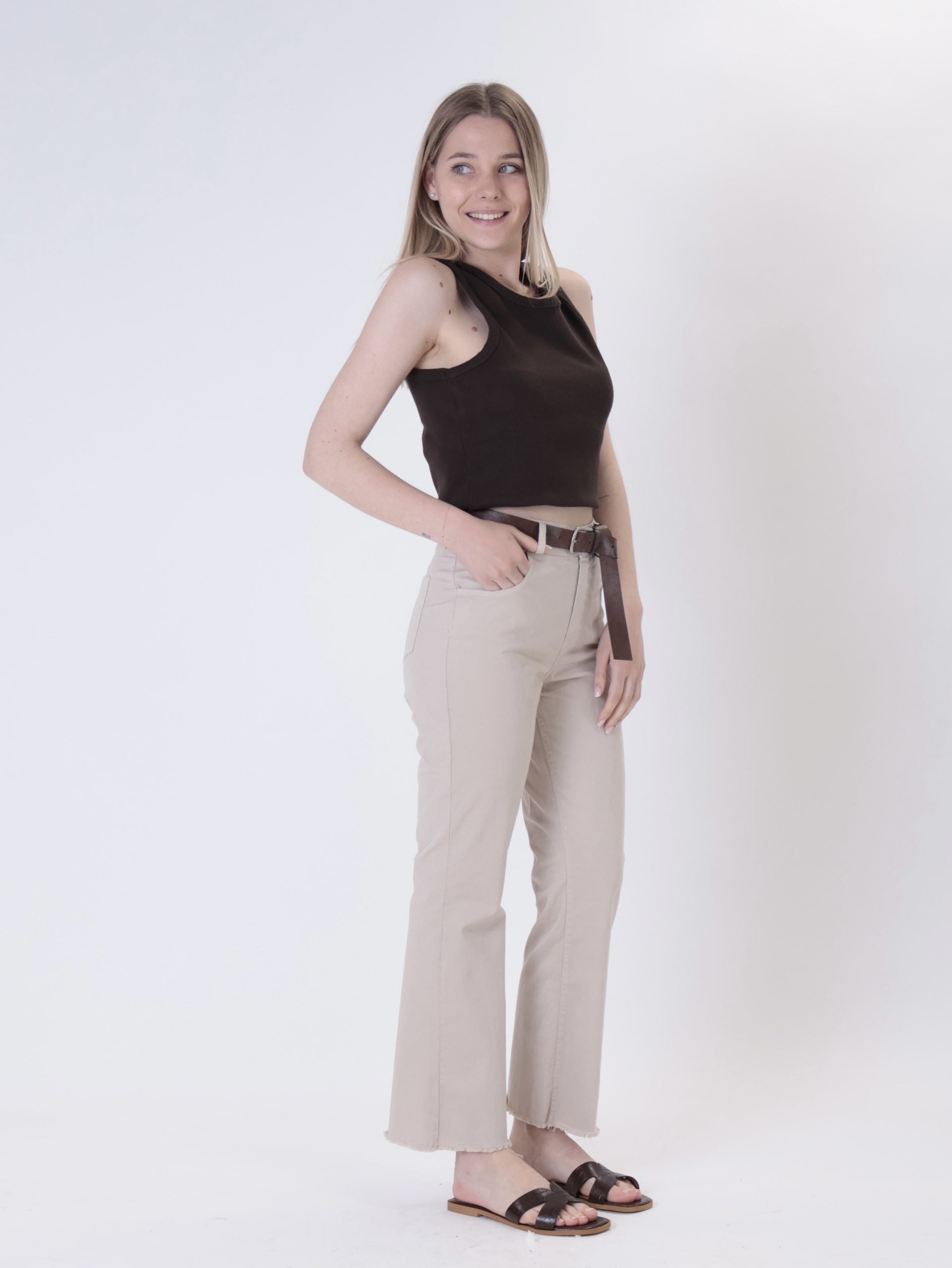 Pantalone trombetta sabbia