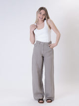 Pantalone bella puro lino grigio