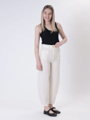 Butter pure linen barrel trousers