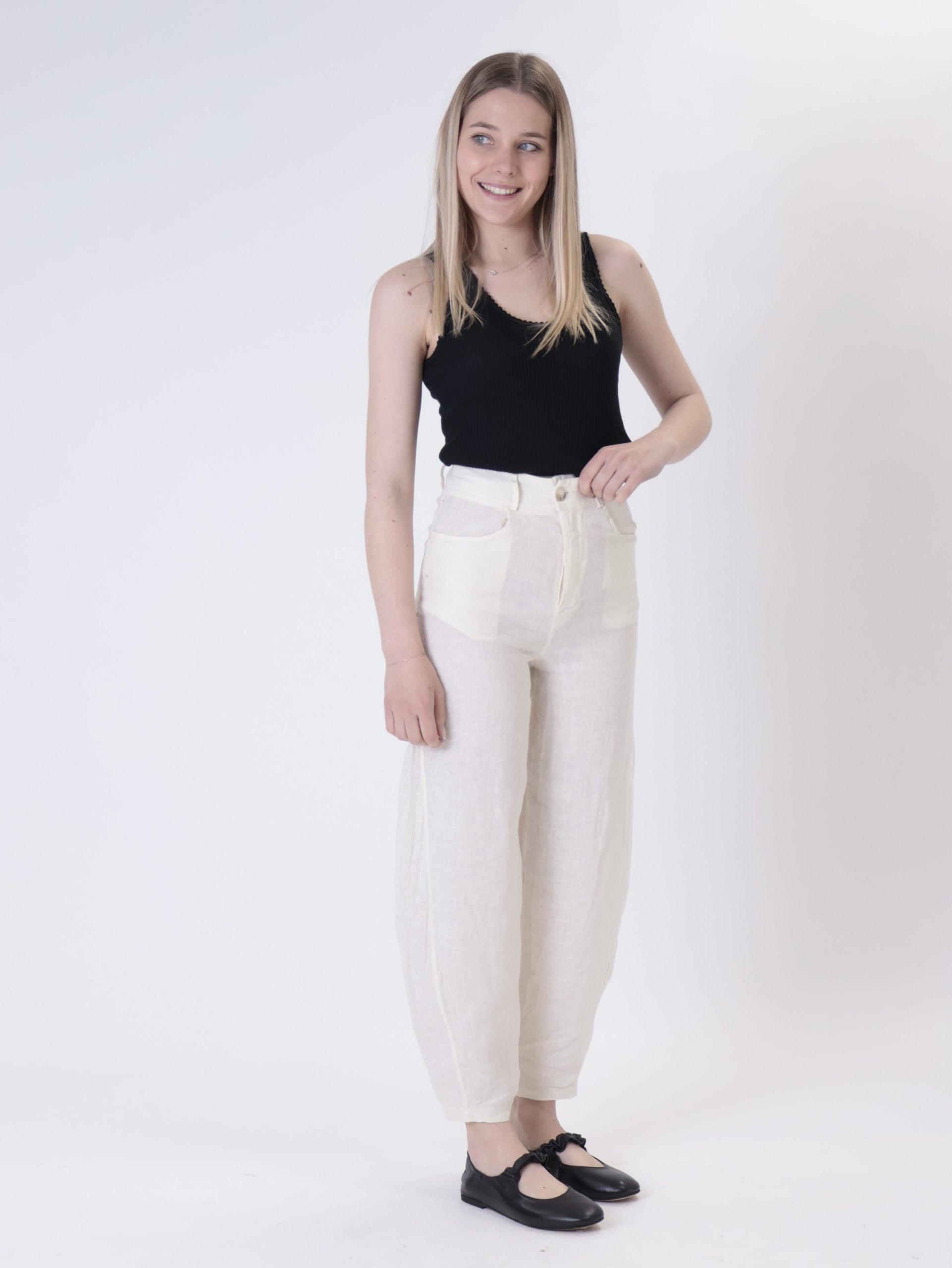 Butter pure linen barrel trousers