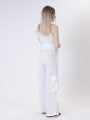 White pure linen vest