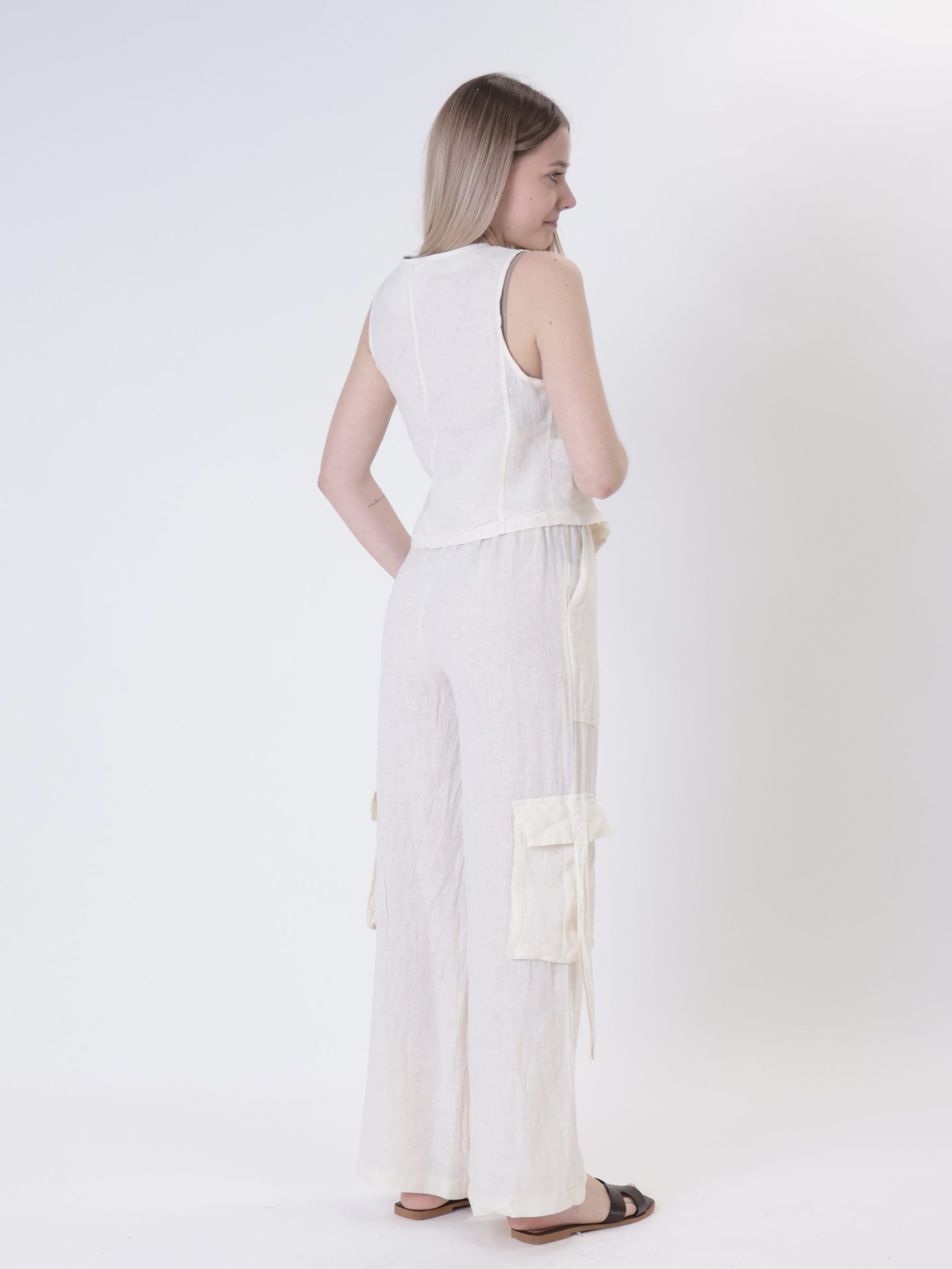 Gilet puro lino burro