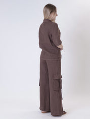 Men's pure linen chocolate jacket