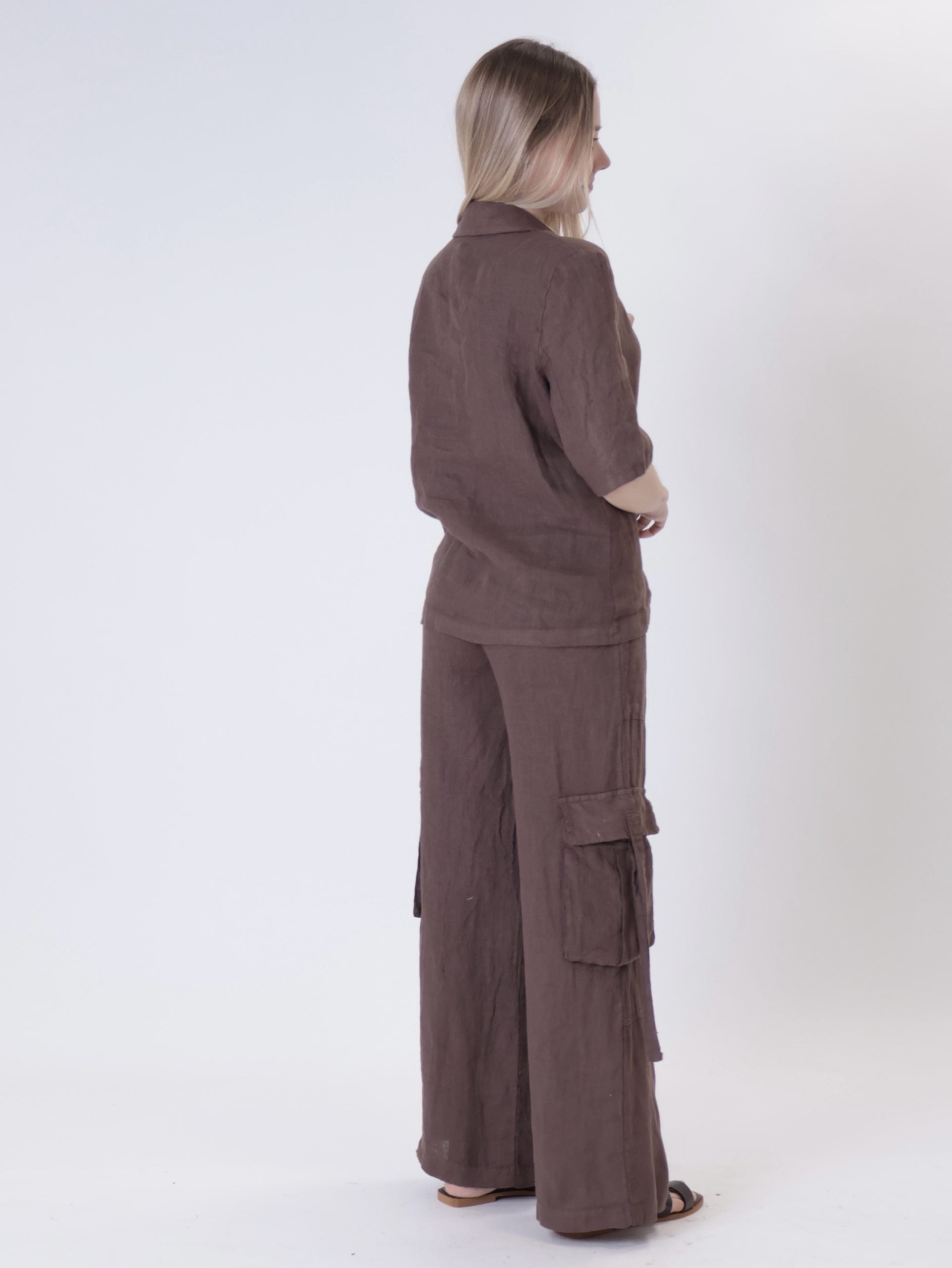 Men's pure linen chocolate jacket