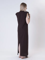 Abito spallone tasca paillettes moro