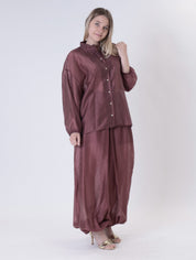 Shirt with elasticated cuff, Florence wine