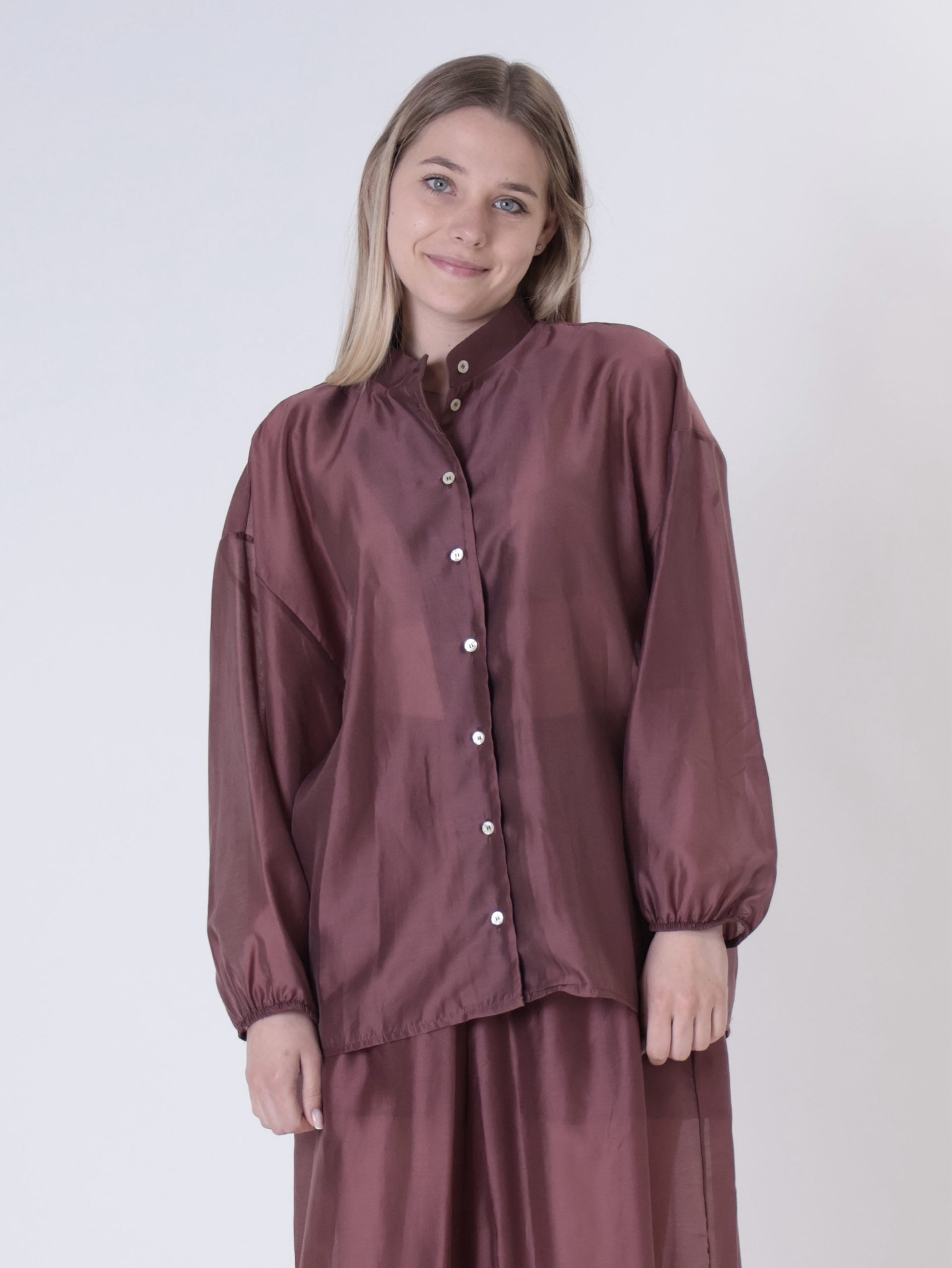 Shirt with elasticated cuff, Florence wine