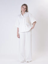 White Tencel shirt with sequin pocket
