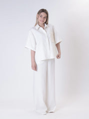White Tencel shirt with sequin pocket