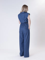 Pantalone elastico retro chambray