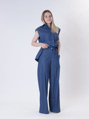 Pantalone elastico retro chambray