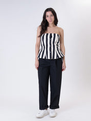 Top bandeau lady black/white