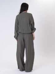 Camicia manica lunga 100% lino militare