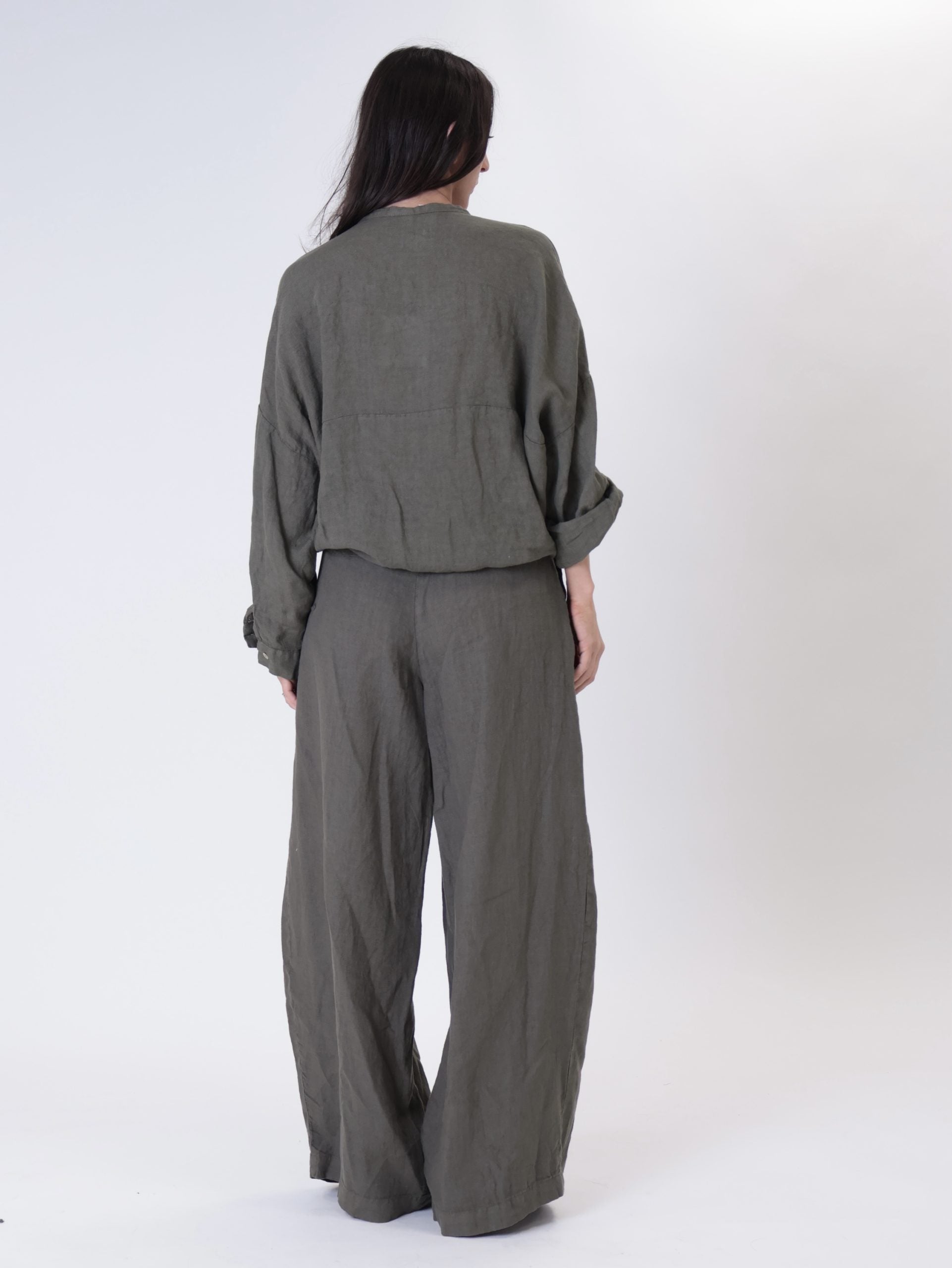 Camicia manica lunga 100% lino militare