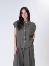 Camicia smanicata 100% lino militare