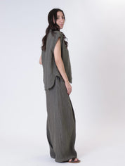 Camicia smanicata 100% lino militare