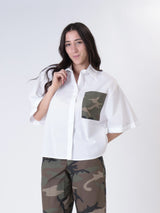 White shirt camouflage pocket