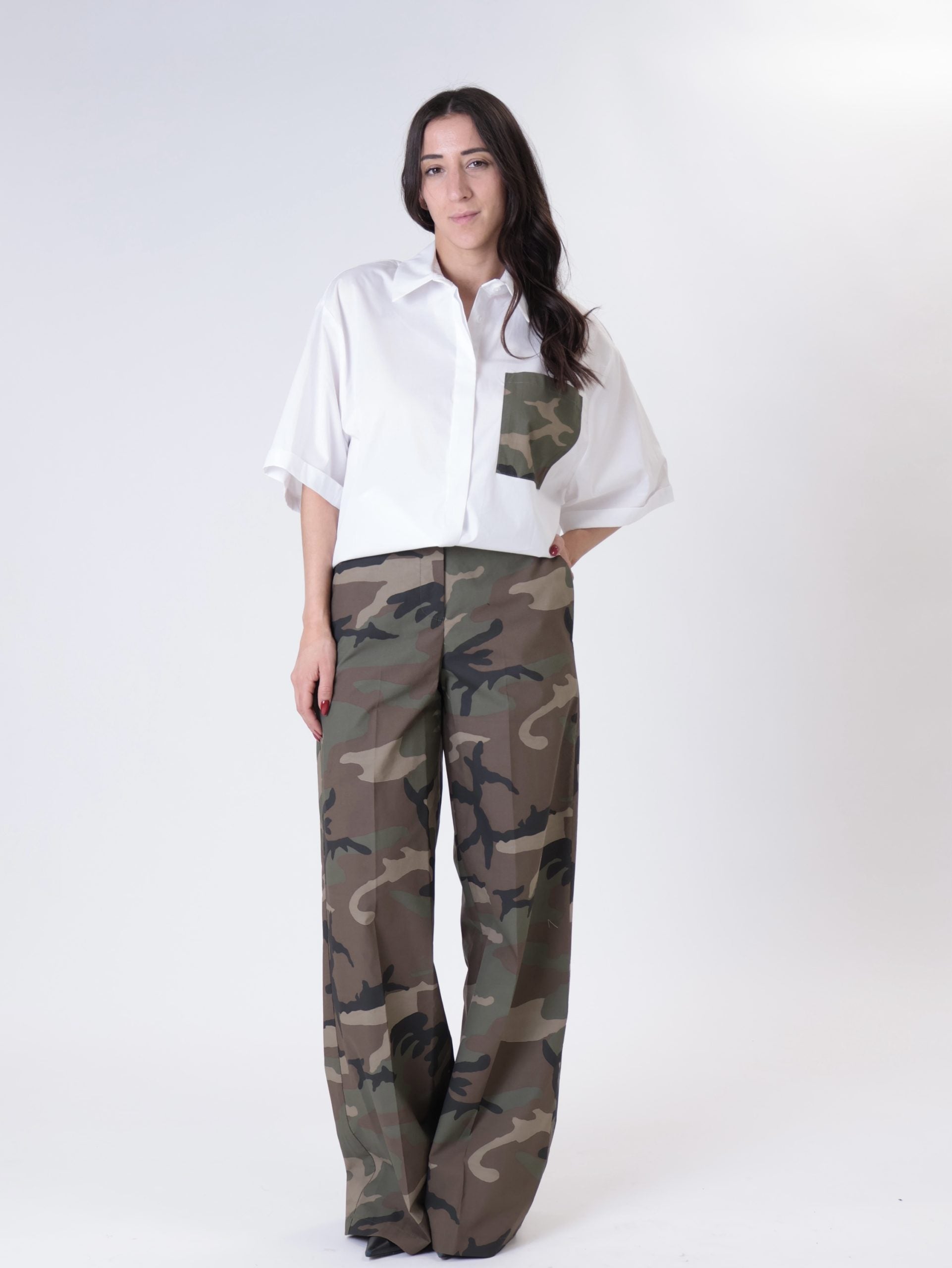 White shirt camouflage pocket