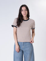 T-shirt riga larga bordo contrasto (colori all'interno)
