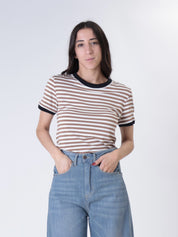 T-shirt riga larga bordo contrasto (colori all'interno)
