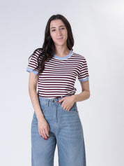 T-shirt riga larga bordo contrasto (colori all'interno)