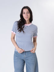 T-shirt riga larga bordo contrasto (colori all'interno)