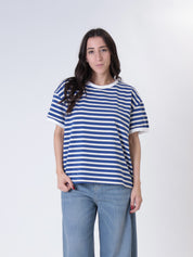 T-shirt m/m riga bluette/panna