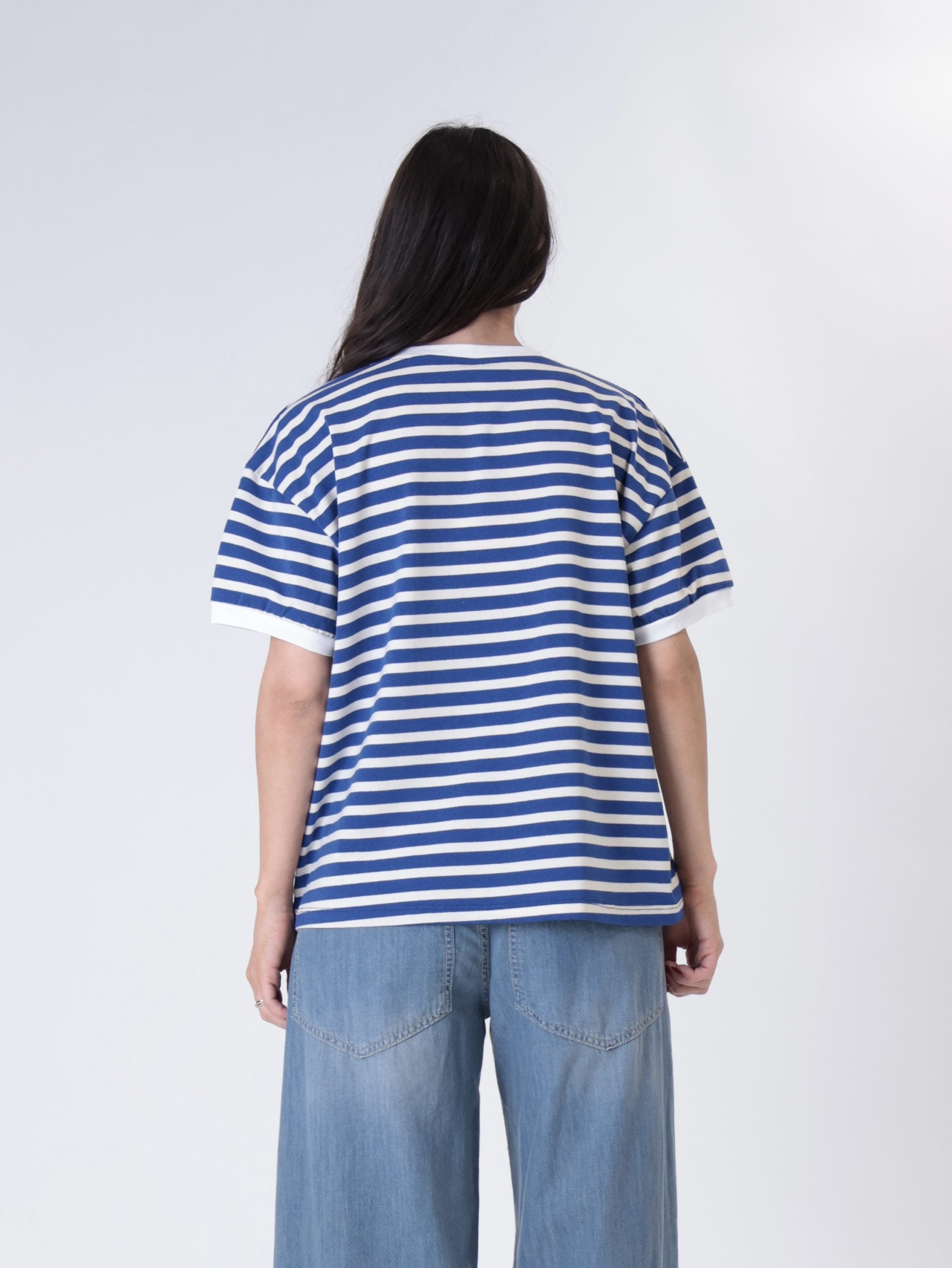 T-shirt m/m riga bluette/panna