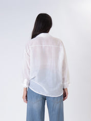 Camicia bianca misto seta tasca paillettes