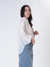 Camicia bianca misto seta tasca paillettes