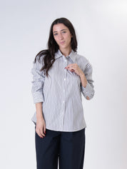 White/dark brown striped shirt