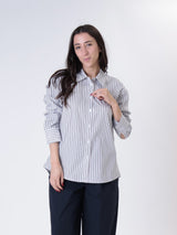 White/dark brown striped shirt