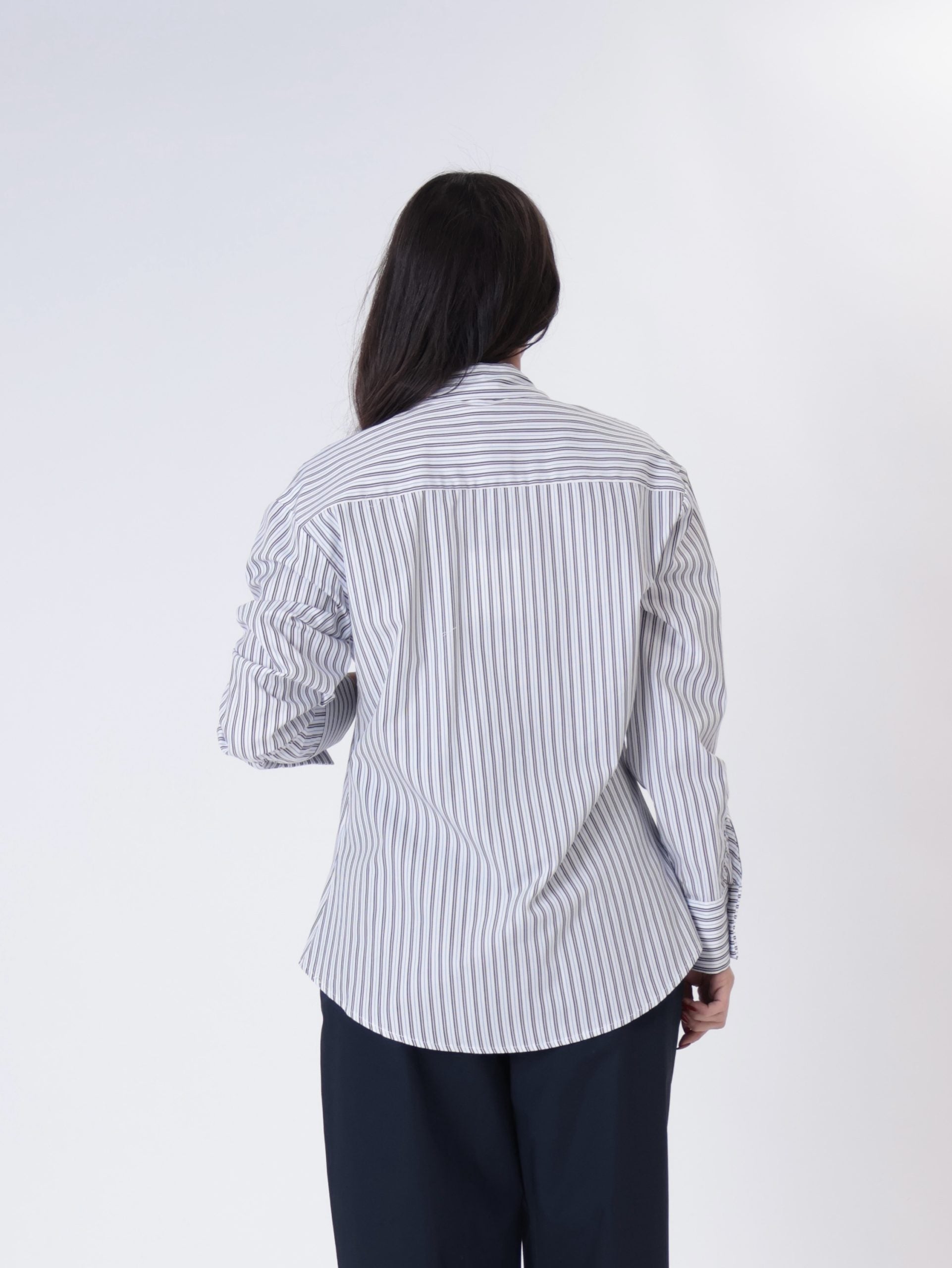White/dark brown striped shirt
