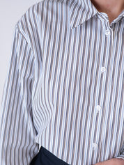 White/dark brown striped shirt