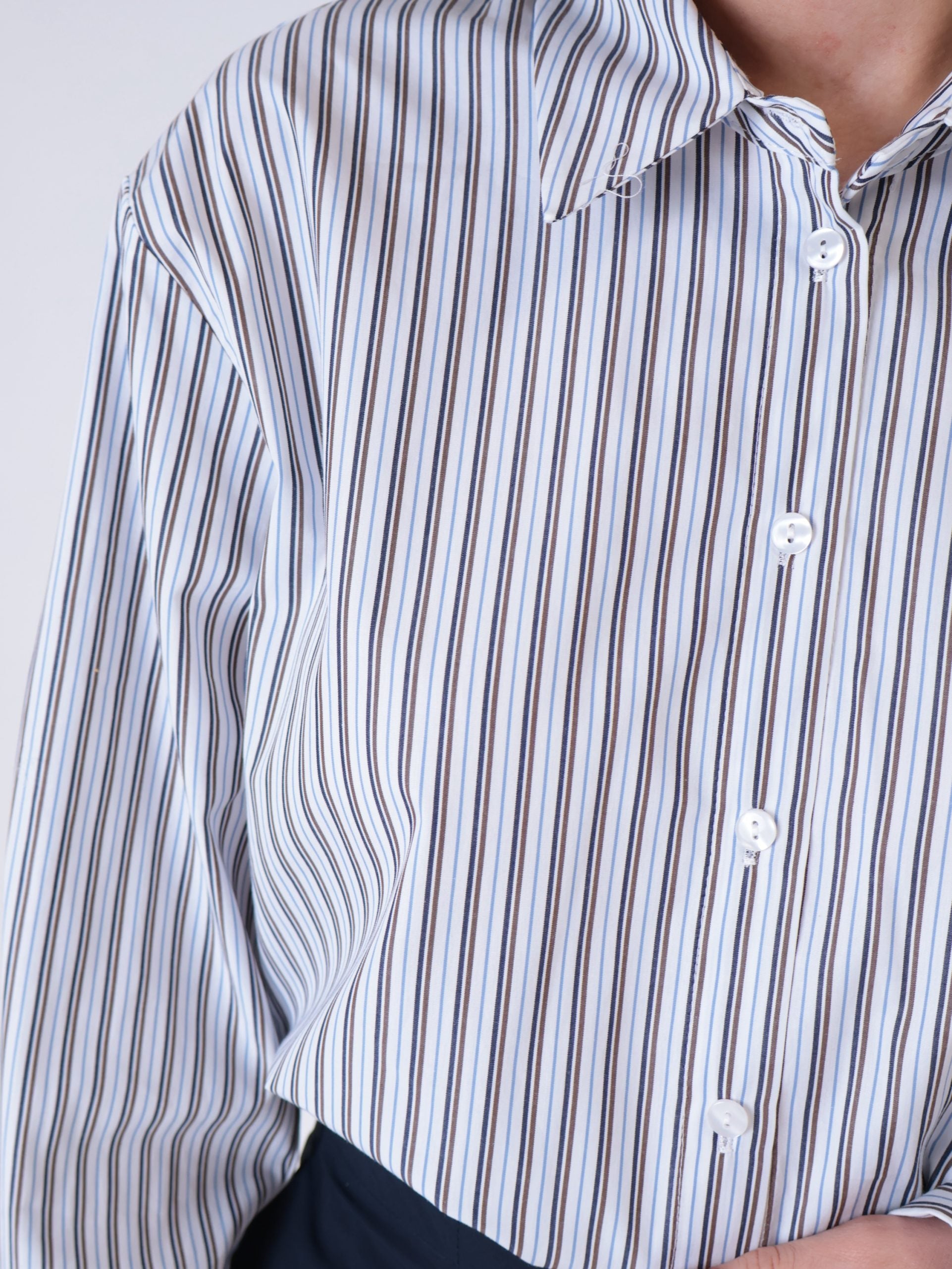 White/dark brown striped shirt