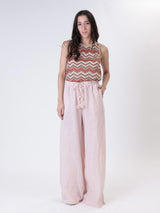 Elasticated waist trousers 100% powder linen