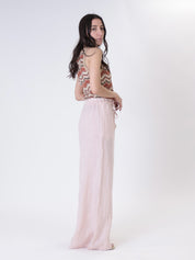 Elasticated waist trousers 100% powder linen