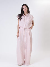 Pantalone pinces 100% lino cipria