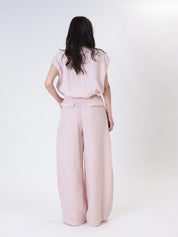 Pantalone pinces 100% lino cipria