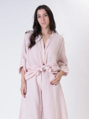 Dusty pink 100% linen long-sleeved shirt