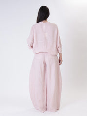 Barrel trousers 100% linen powder pink