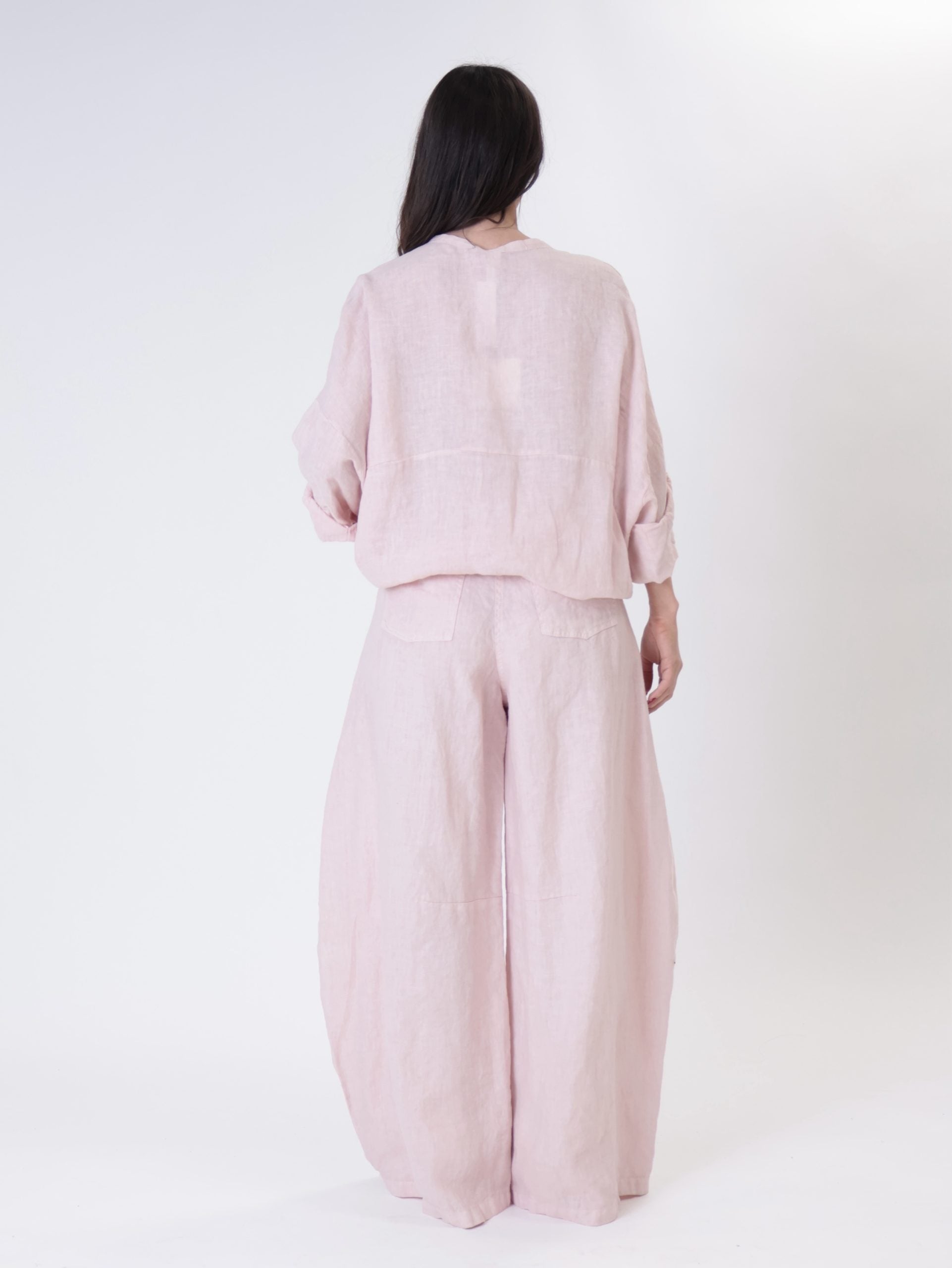Dusty pink 100% linen long-sleeved shirt