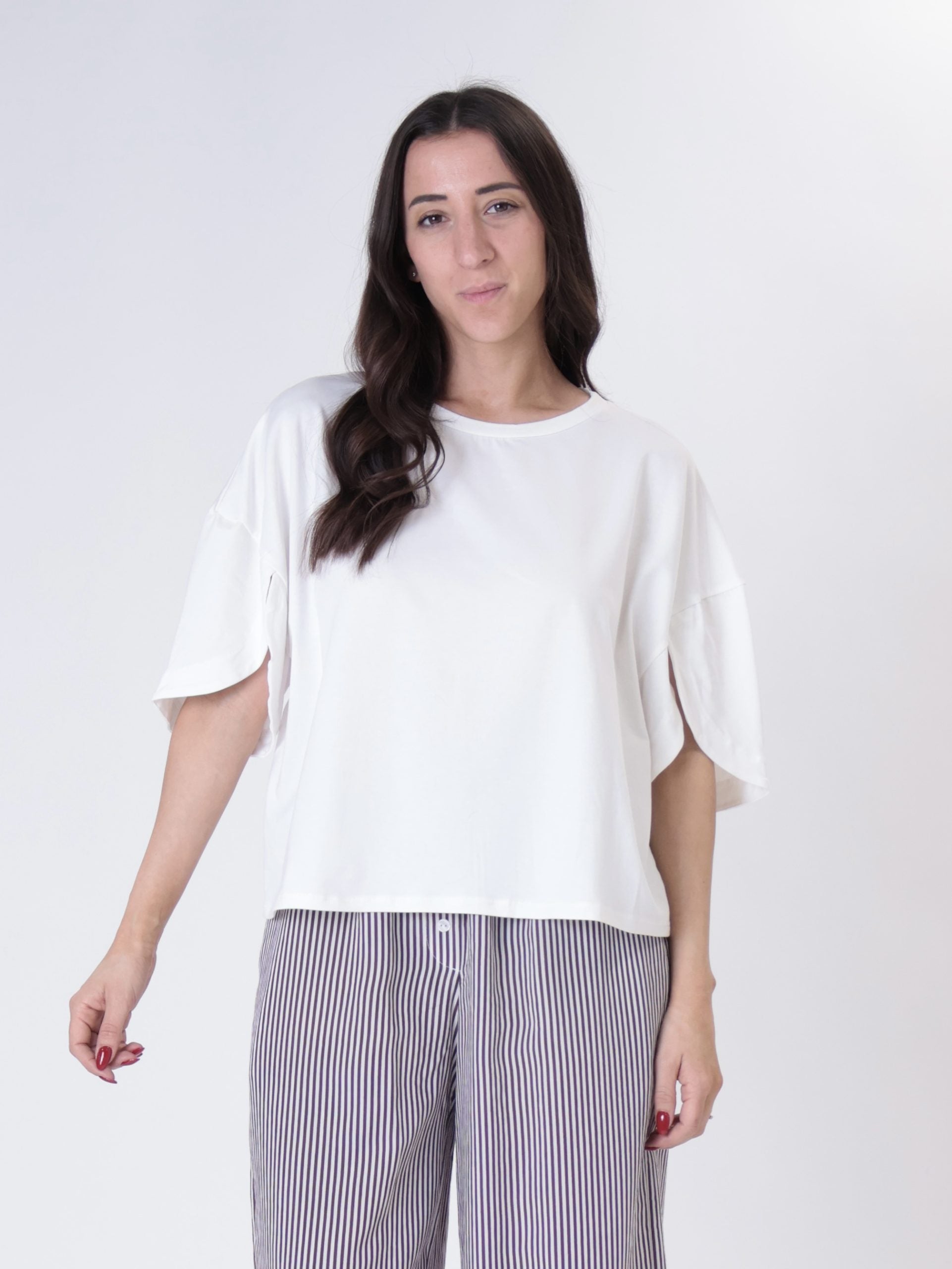 T-shirt spacco manica bianco